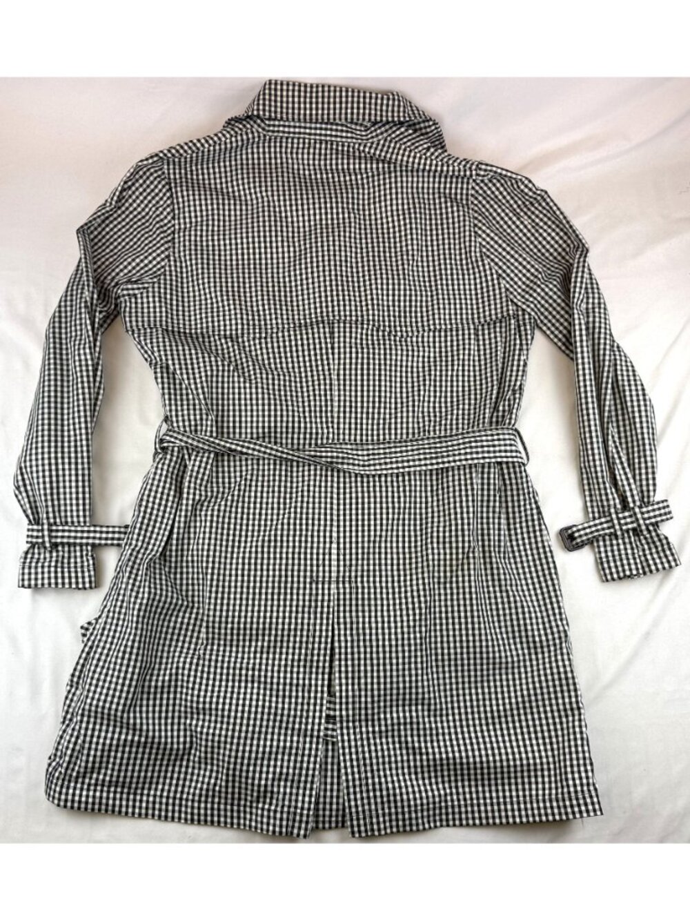 Lauren Ralph Lauren Gingham Twill Trench Coat Size 16 Black & White - Picture 3 of 8